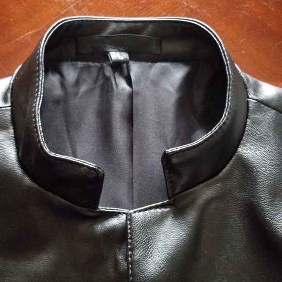 Nehru Collar Leather Jacket L - Picture 4 of 13
